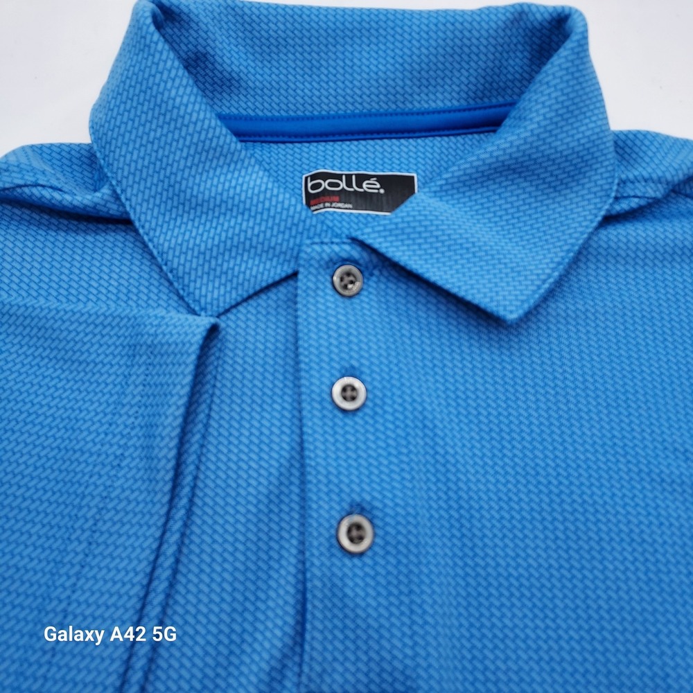Bolle Men's Blue Textured Polo Shirt Short Sleeve Size‎ Medium